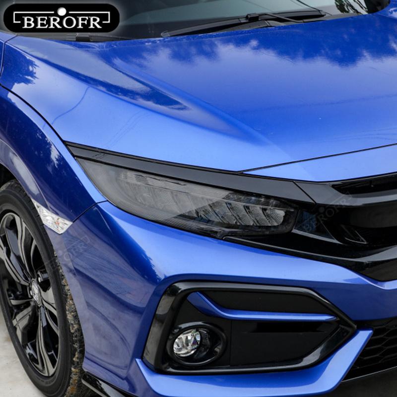 For Honda Civic 10th 2016- 19 TPU Car Headlight Film Protective Sticker Lamp Hoods Transparent Smoke Black Accessories