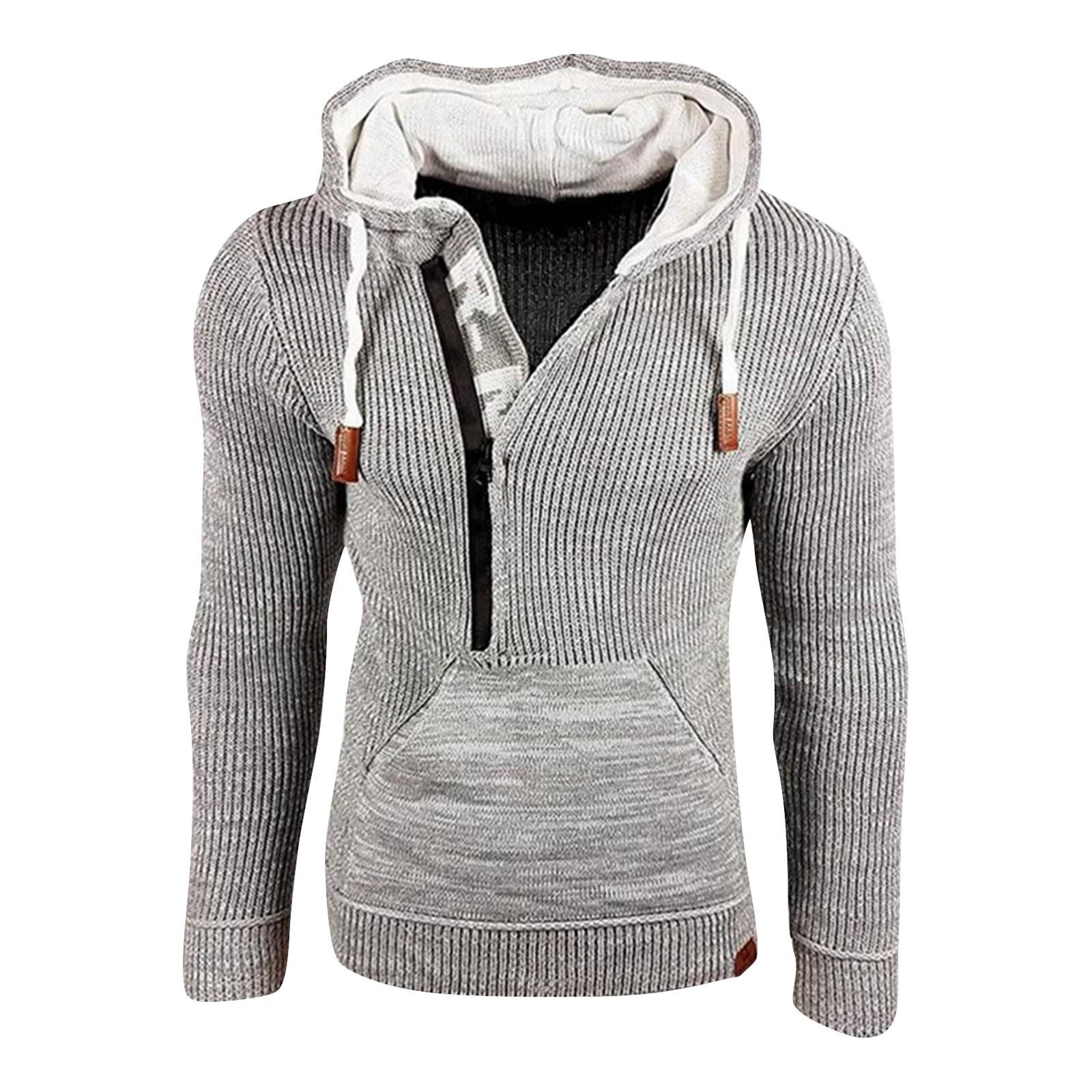 

Зимний свитер с капюшоном, пуловер, вязаный свитер, свитер с длинным рукавом XL