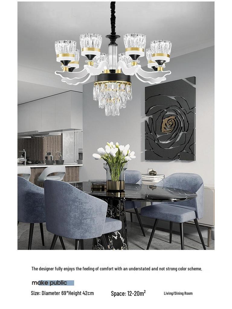 Chinese Style Luminous Crystal Chandelier: Modern Luxury Lighting for Living Rooms and Halls