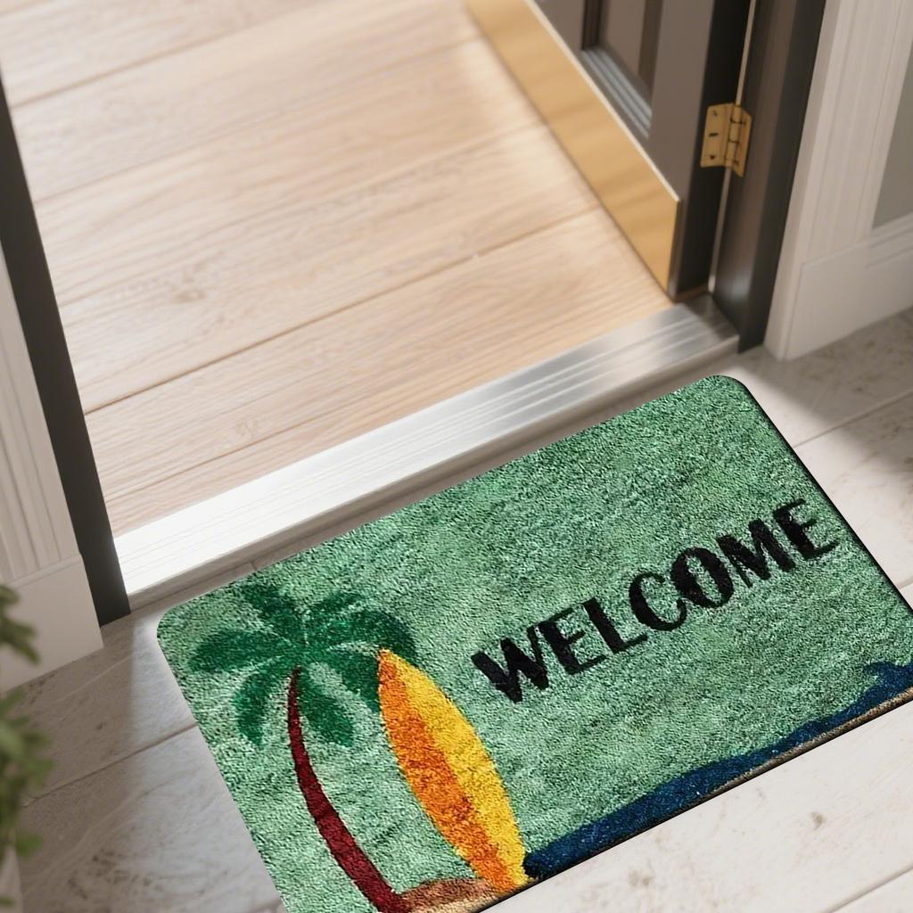 Summer Beach Surfboard Flannel Rug Welcome Doormat Non-slip Soft Floor Mat for Entryway Bathroom Living Room Home Decor Carpet