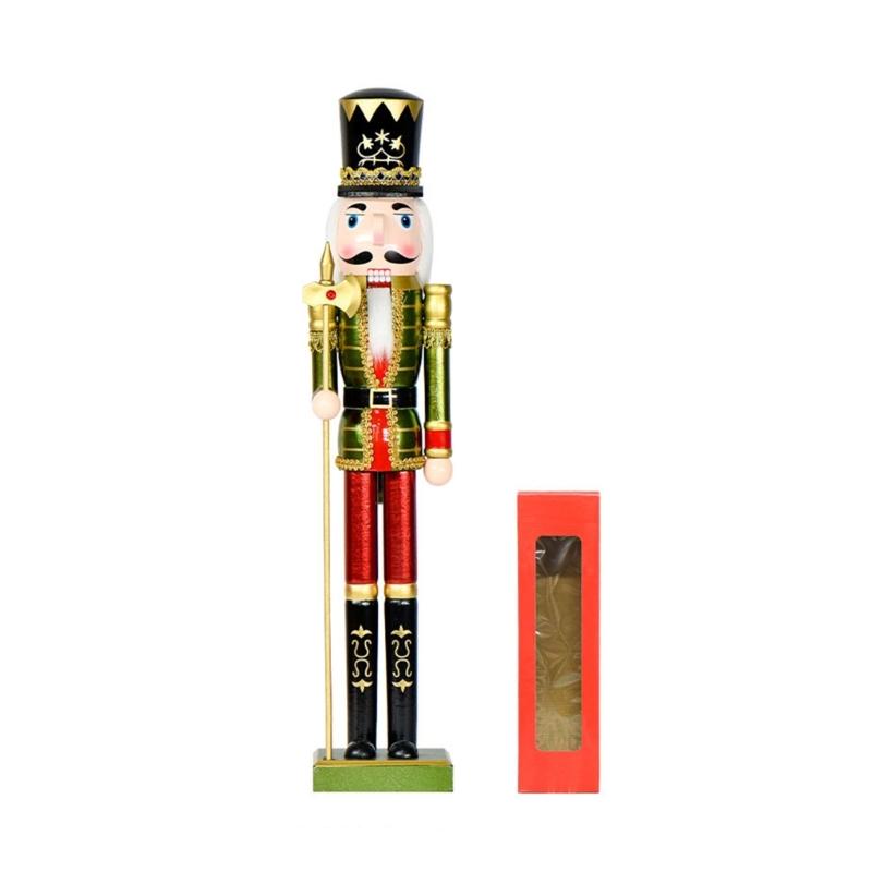 Geschnitzte Holz Nussknacker Statue 55CM Schimmernde Fronten Saisonale Tischdekoration Mittelstücke