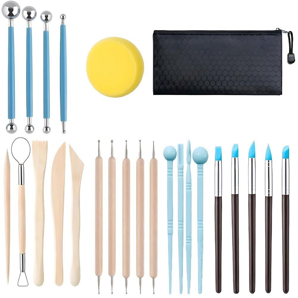25Pcs DIY Ceramics Polymer Sculpting Tools Wax Carving Pottery Molding Tool Kit  Adults