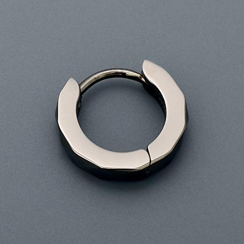 LION HEART Men's Single Hoop Earrings, Stainless Steel, Hypoallergenic, Black, Perfect for Boyfriends, Simple Design