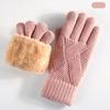 Knitted Gloves Men's and Women's Winter Double-layer Velvet Thickened Outdoor Cycling Warm Solid Color Touch Screen Gloves