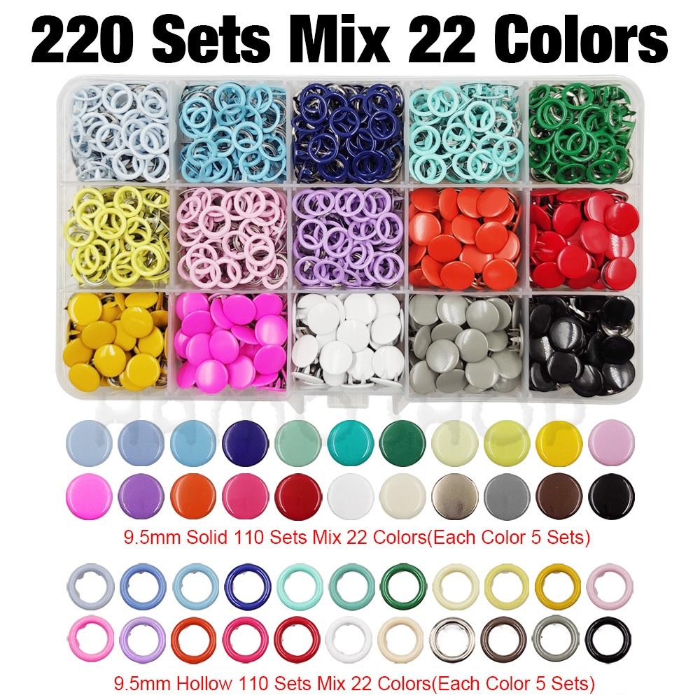 Botões de Pressão Metálicos de 9,5mm com Garras Sólidos/Vazados Botões de Pressão Tachas com Kits de Ferramentas de Alicate Para Costura de Roupas Bolsas Vestuário