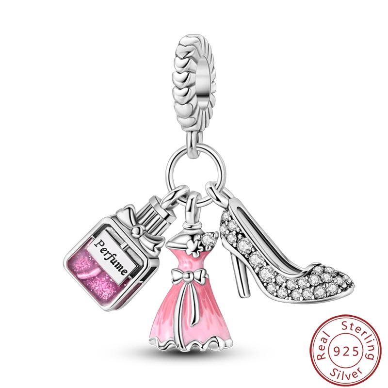 Copper Perfume Bottle High Heels Princess Dress Fashion Romantic Charms Beads 3Mm Diy Fine Jewelry Making