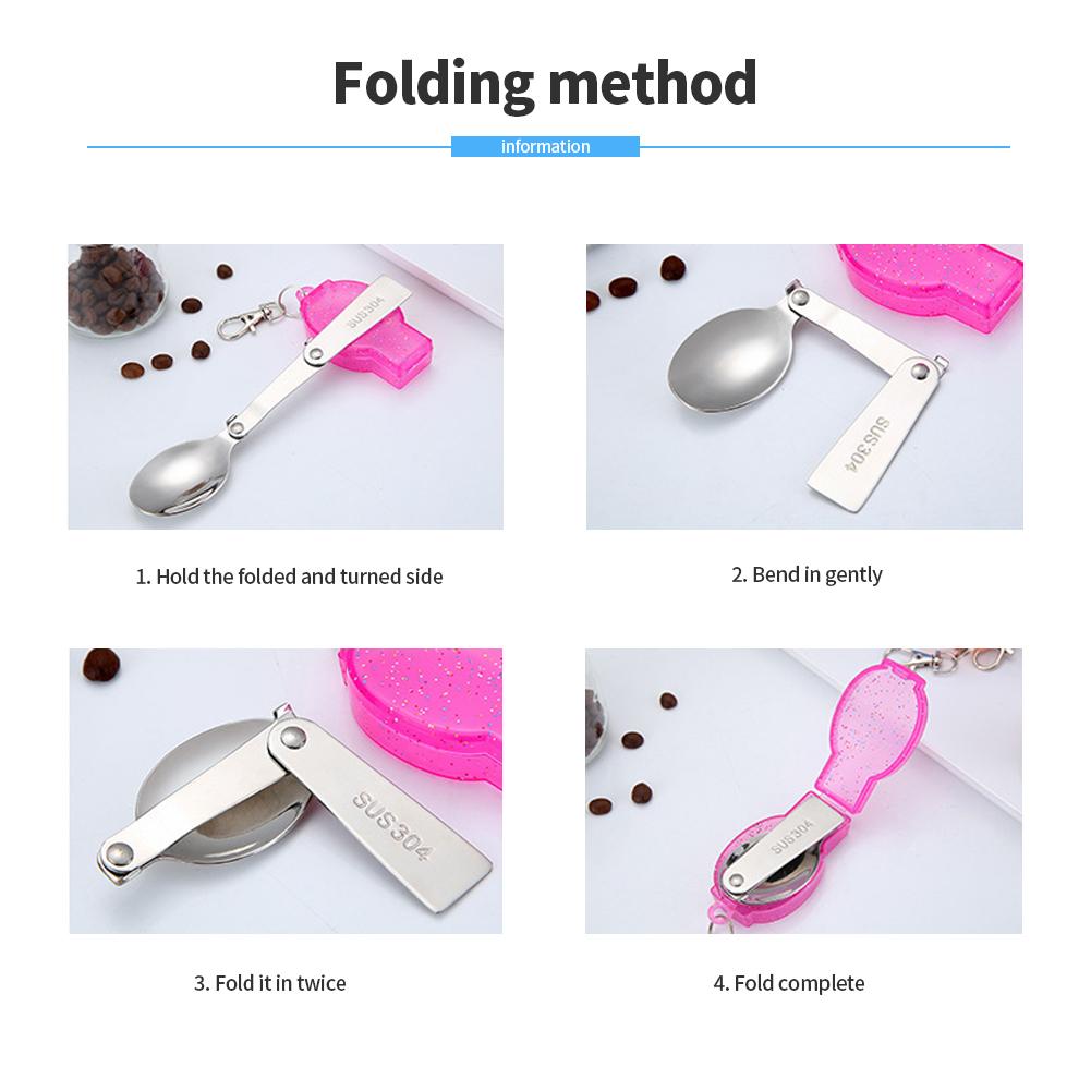 304 Stainless Steel Solding spoon Creative Tableware Outdoor Portable Three-Fold Spoon Fork Travel Folding Spoon Storage Box