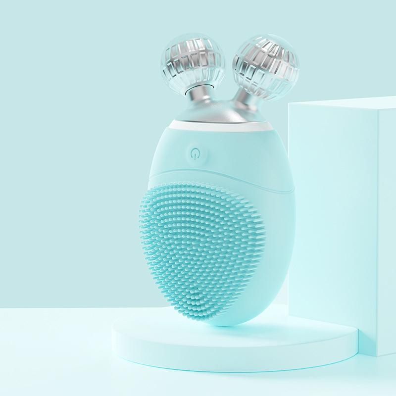 Multi-function Silicone Electric Facial Cleansing Brush Deep Clean Vibration Massage 3D Roller V-Face Skin Lifting and Firming