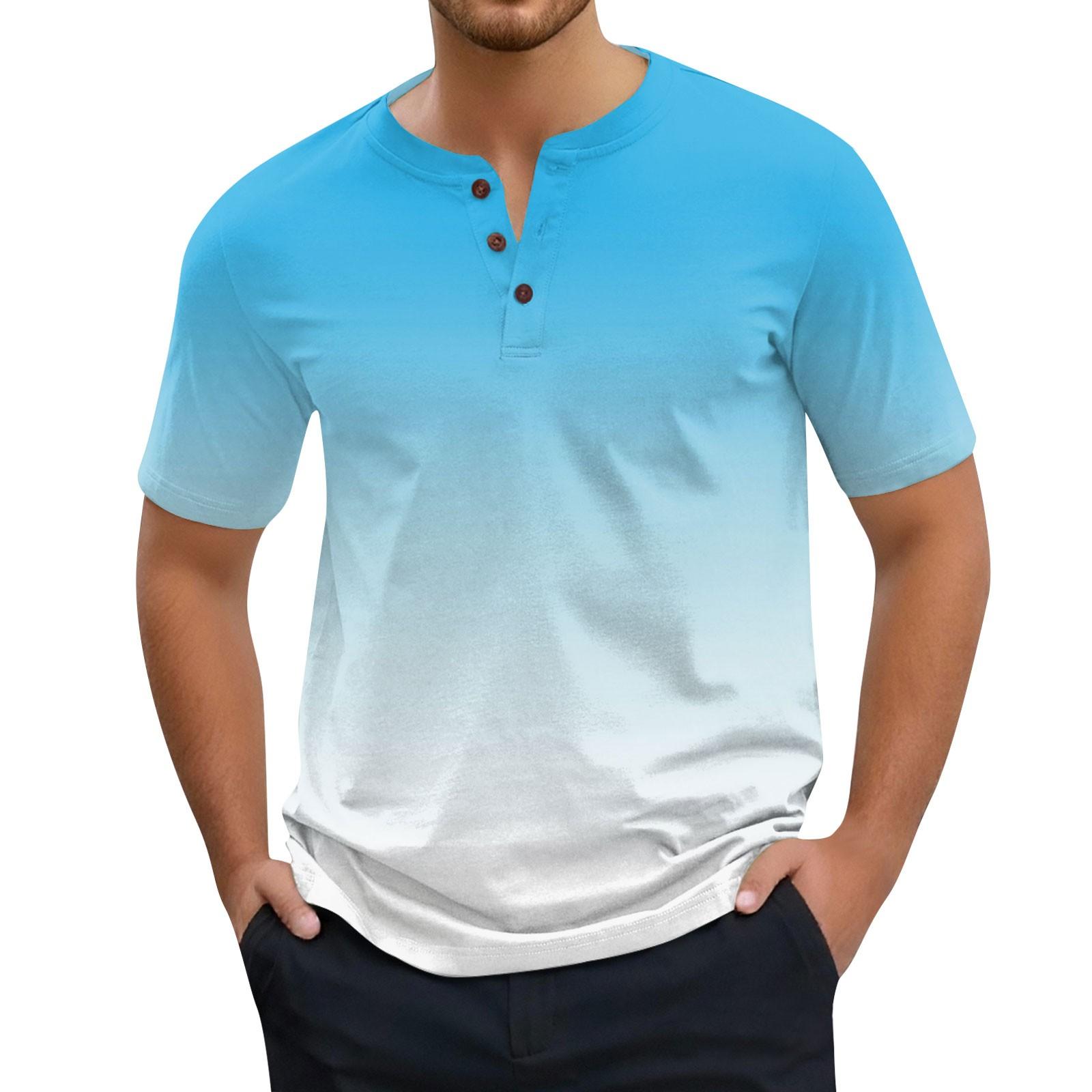 

Мужская мода принтованный короткий рукав топы футболка S синий