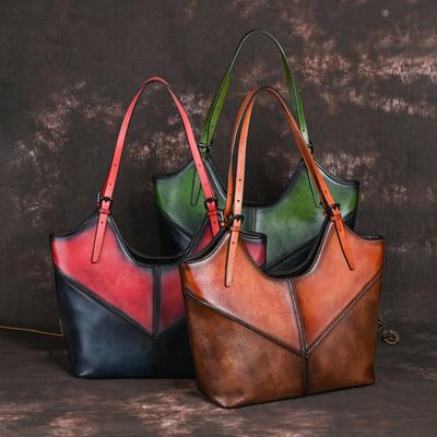 Borsa da donna in vera pelle borsa casual di grande capacità Borse a tracolla versatili in pelle di vacchetta naturale vintage