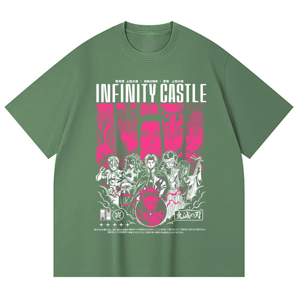 230 Gsm 100% Cotton Demon Slayer V89 Infinity Castle Print Unisex Heavy Cotton T Shirt