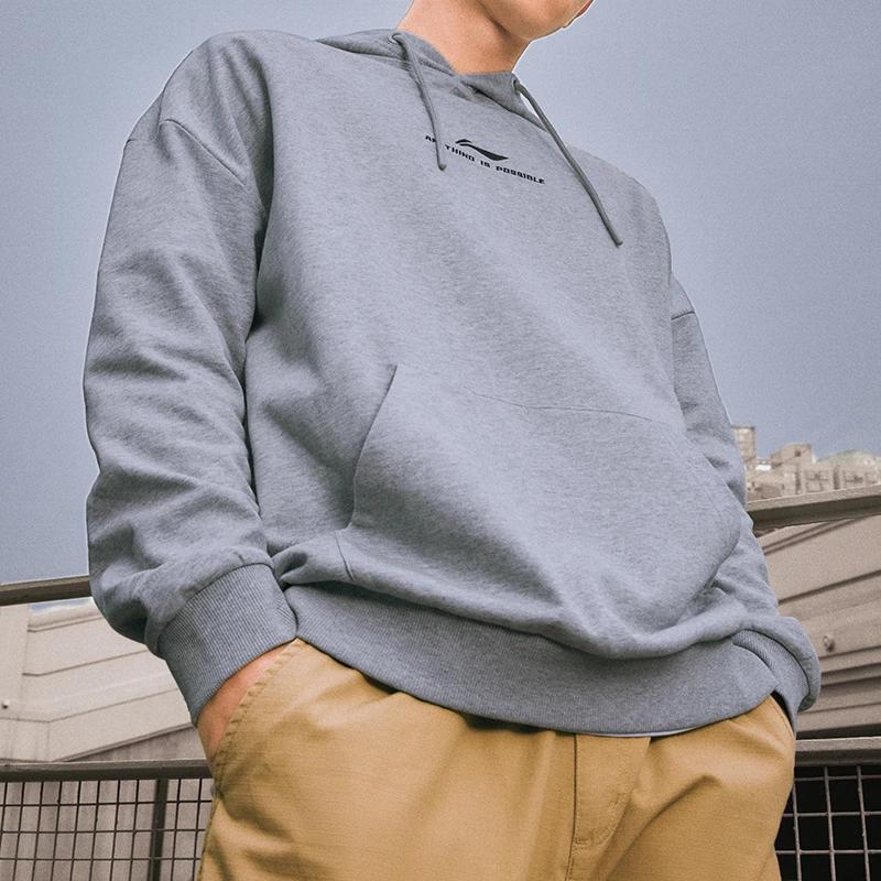 Li-Ning Sports Fashion Series Logo Hoodie Unisex Tops Floral-Grey AWDT597-3