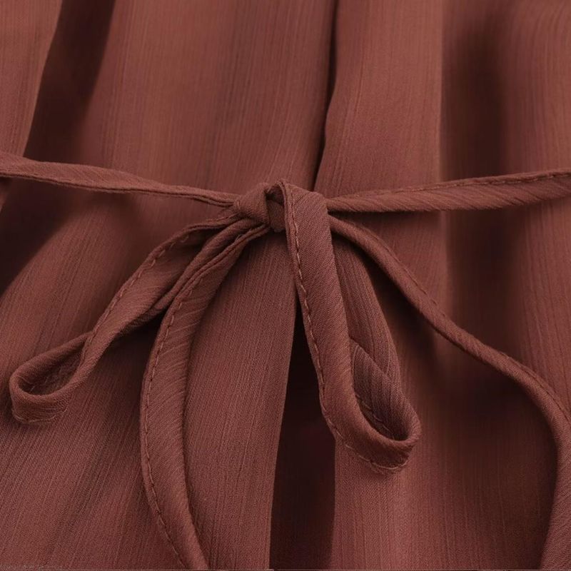Kaslead New Arrival Women's Fashion Style Fashion Minimalist Lotus Leaf Trim Small Stand Collar Dress