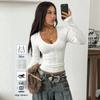 Women S V Neck Twisted Knit Sweater Slim Fit Short Length Long Sleeve Hot Girl Style