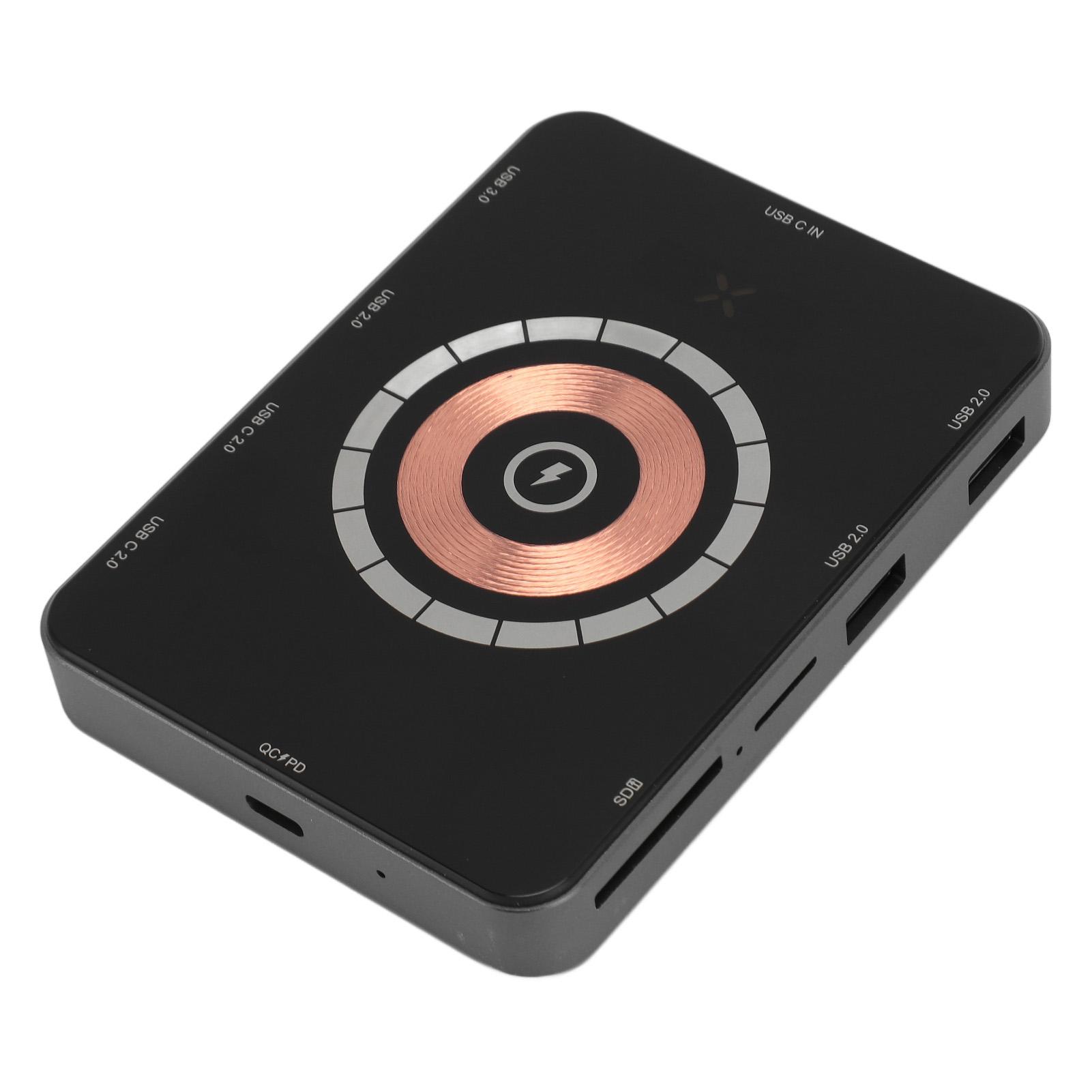 

USB C Hub Магнитный беспроводной зарядный слот для карты памяти Док-станция USB C из алюминиевого сплава для