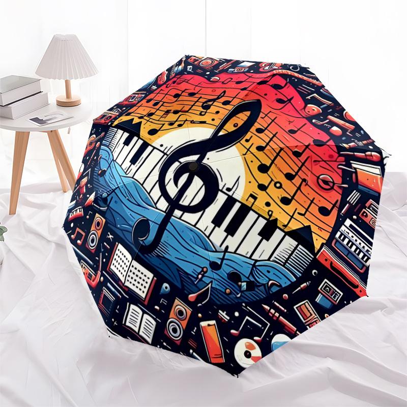 1pc Music Instruments Automatic Folding Umbrella - Compact 8-Rib Design, Durable Plastic & Iron, Lightweight for Outdoor Daily Use131