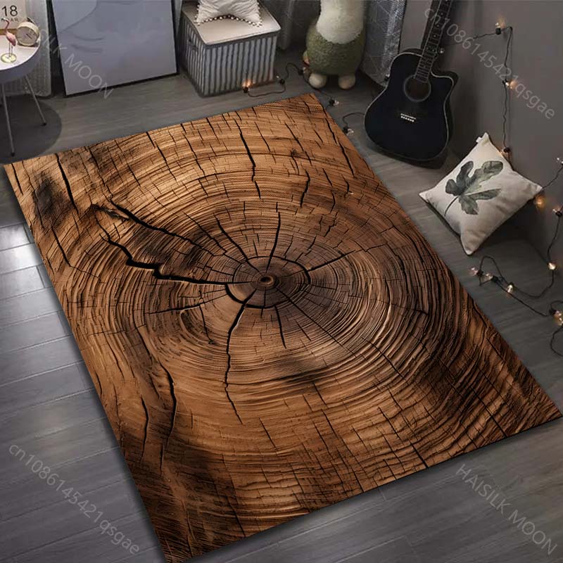 Vintage Tree Rings Printed Carpet for Bedroom Living Room Bedside Sofa Floor Mat Modern Home Decor Area Rug Large Size