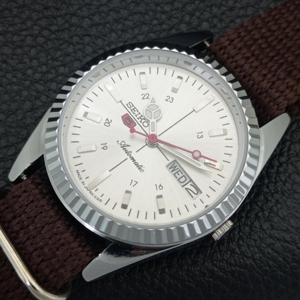 REFURBISHED SEIKO 5 AUTOMATIC 6309A JAPAN MENS VINTAGE SILVER WATCH a442833-1