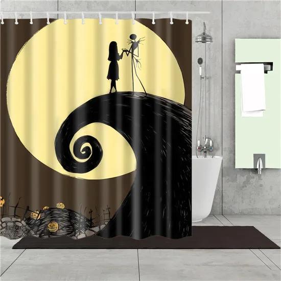 Happy Halloween Witch Pumpkin Decorative Shower Curtain Fabric Waterproof Polyester 180X180Cm For Bathroom Curtain