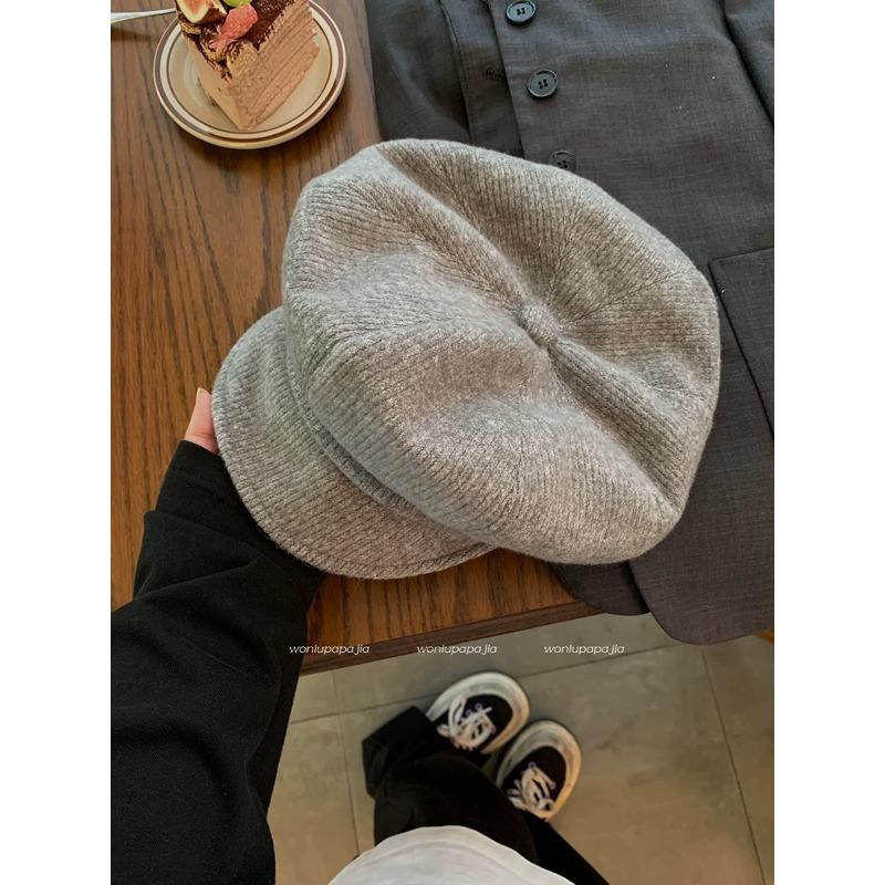 

Литературный Ретро Однотонный Восьмиугольный Берет Корейский Стиль Ин Изменяющий Лицо Осенне-Зимняя Атмосфера Универсальный и Модный M（56-58cm）