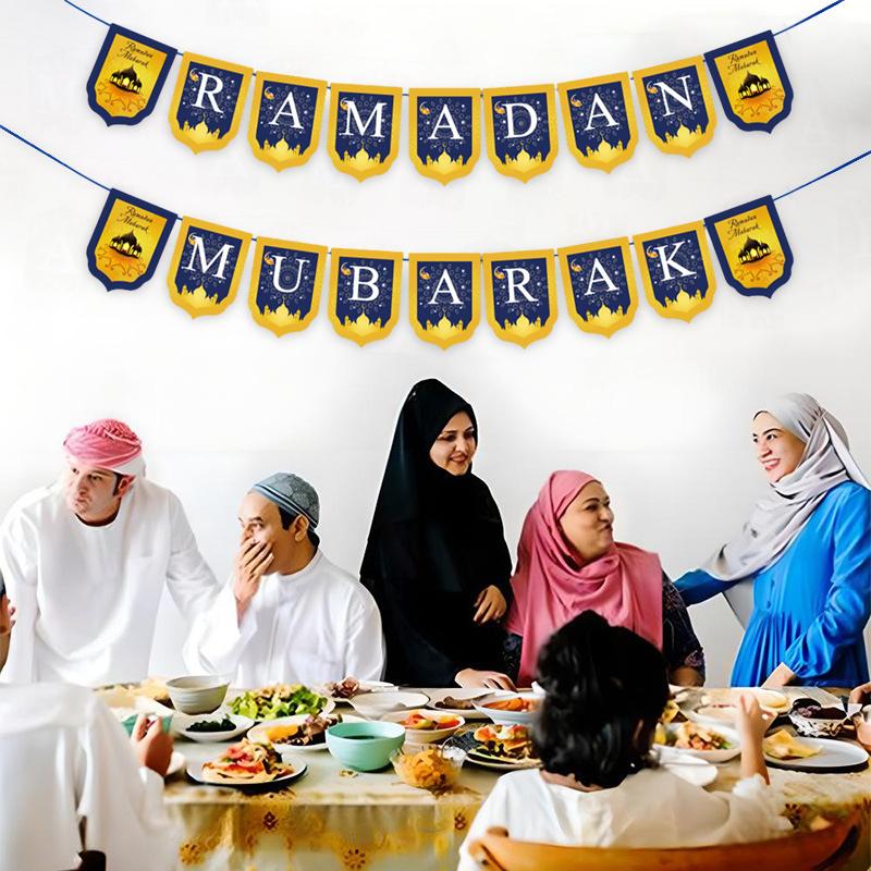 2025 Eid Mubarak Banner Hängeflagge Ramadan Dekoration für Zuhause Islamische Muslimische Partyzubehör Heimdeko Eid Al Adha