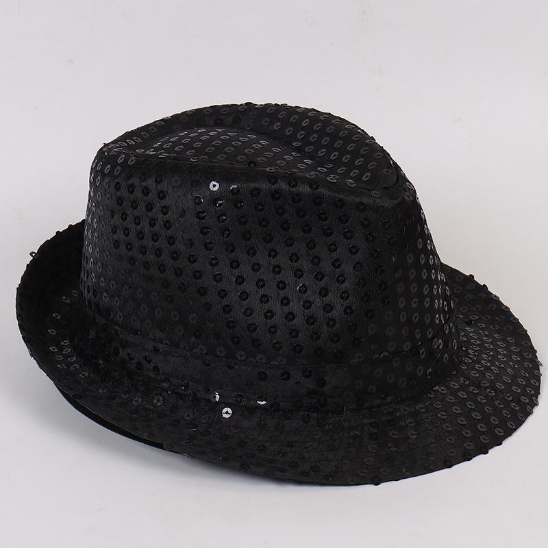 Silver Sequin Top Hat Stylish Magician Jazz Stage Costume For Adults Party Show Prop For Halloween Christmas Gift