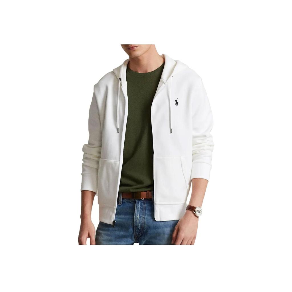 Polo Ralph Lauren Solid Color Hooded Zip-Up Long Sleeve Cardigan Sweatshirt Men sweatshirt White 710881517006