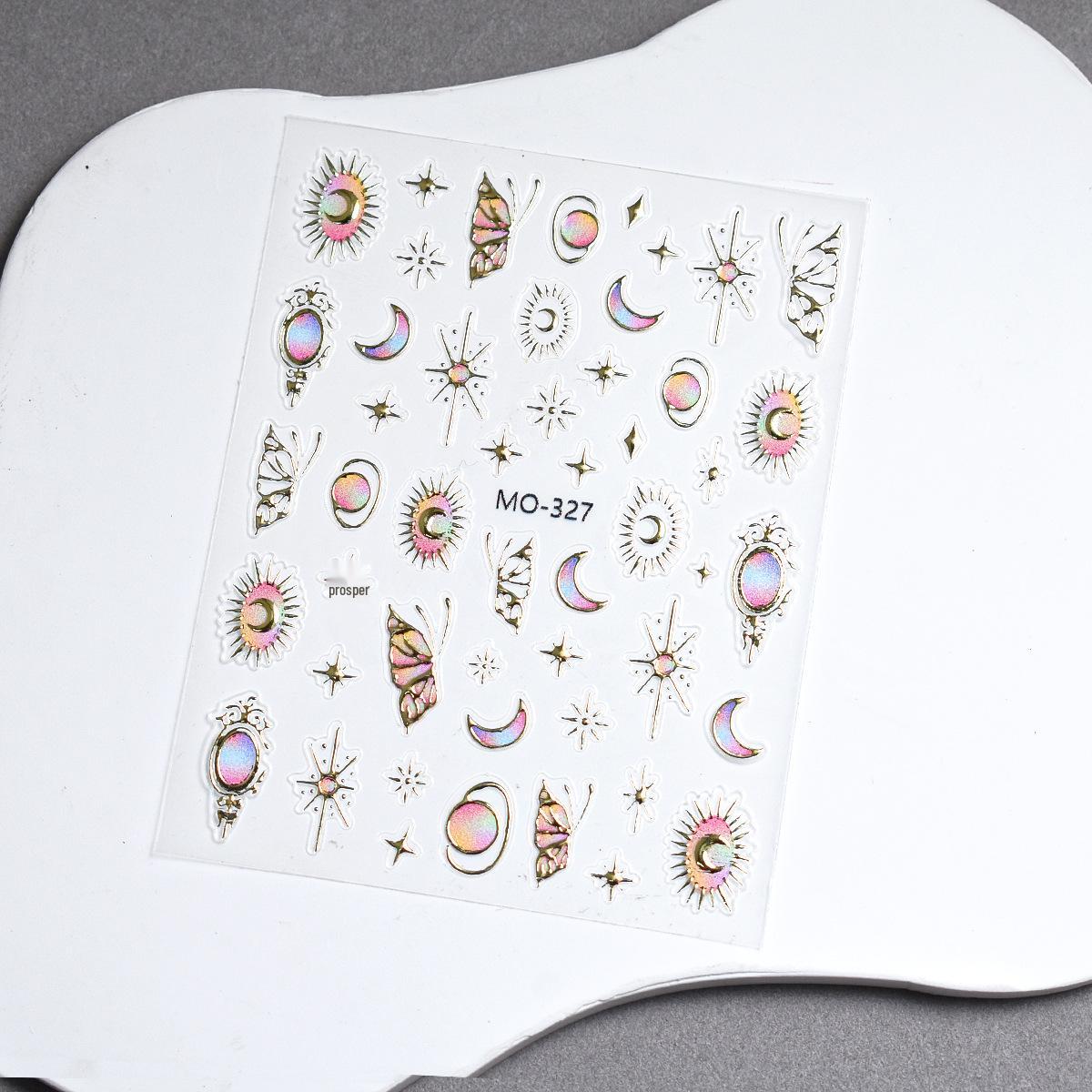 

Baroque Gold 3D Nail Stickers: Bowknot, Heart, Moon Decals