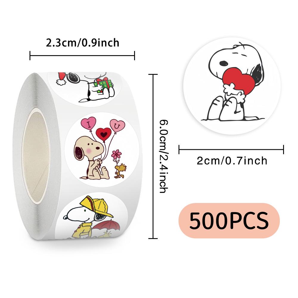 Snoopy Stickers Roll: 500 Decorative Stickers for Journals, Car, Phone Cases, and Water Cups
