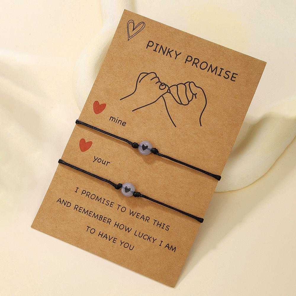 a pair of love girlfriend bracelets, couple friendship woven hand ropes, adjustable matching gift card jewelry batches