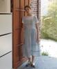 Anoetic Anc Square Neck Lace Waist Dress_Sky Blue