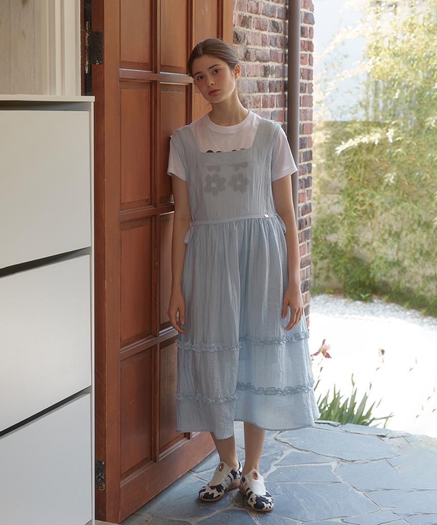 Anoetic Anc Square Neck Lace Waist Dress_Sky Blue