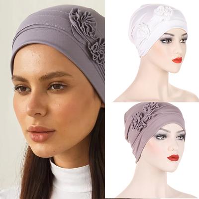 Adjustable Chemo Beanie Hat For Women Double Rose Design Comfortable Stretchy Head Cover Suitable For Sleeping Outdoor Activities