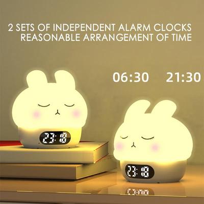 Bunny Alarm Clock Sleep Training Night Lights Rabbit Silicone Pat Light Rabbit Digital Alarm Clock Fun Rabbit Wake Up Lamp