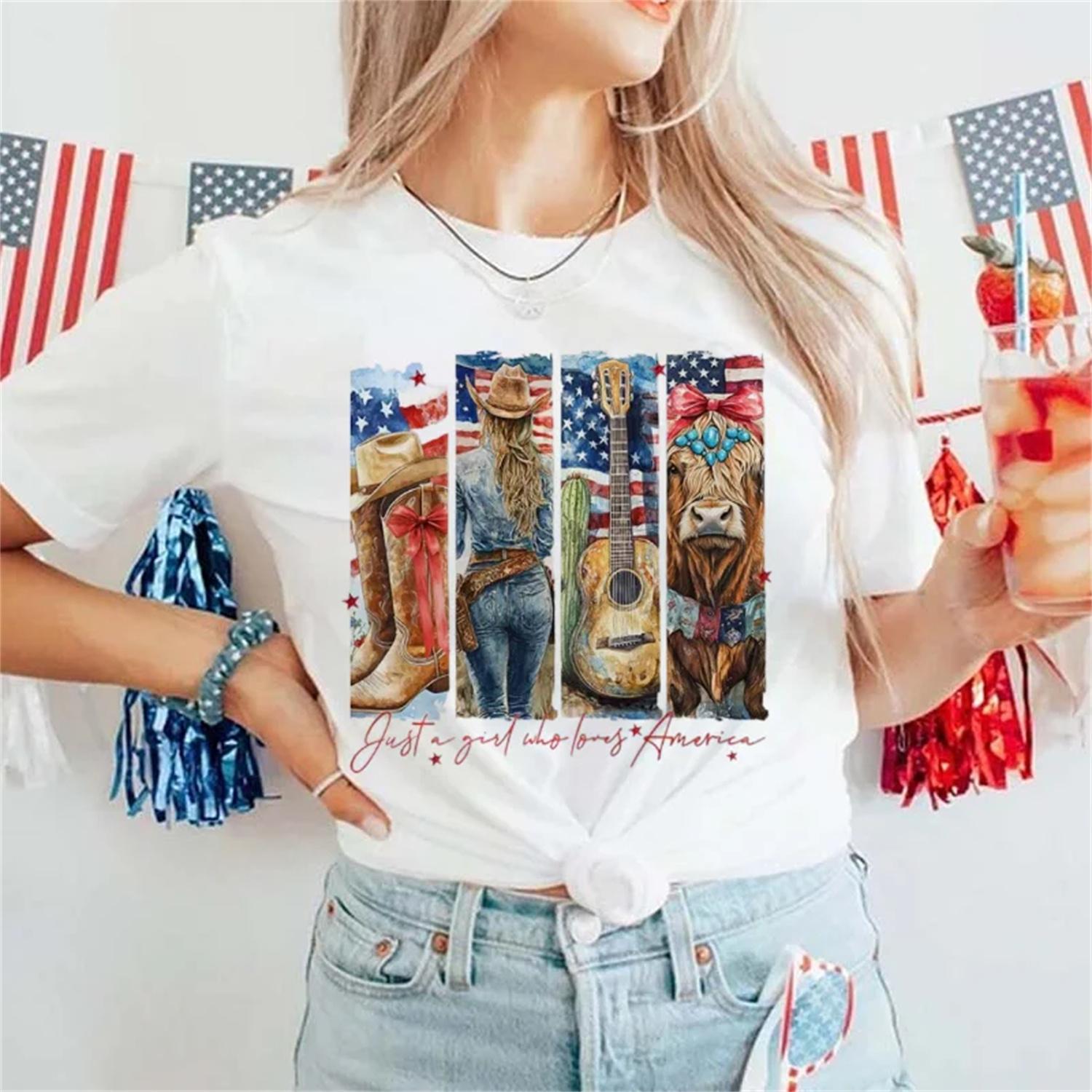 

Women s Cute Western Cowboy Style Printed Fashion Pattern Regular Versatile Top Short Sleeve Casual Summer Basic Cartoon T-Shirt XXXXXL