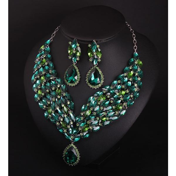 Crystal African Necklace Earrings Set Dress Dinner Bride Exaggerated Women'S Accessories