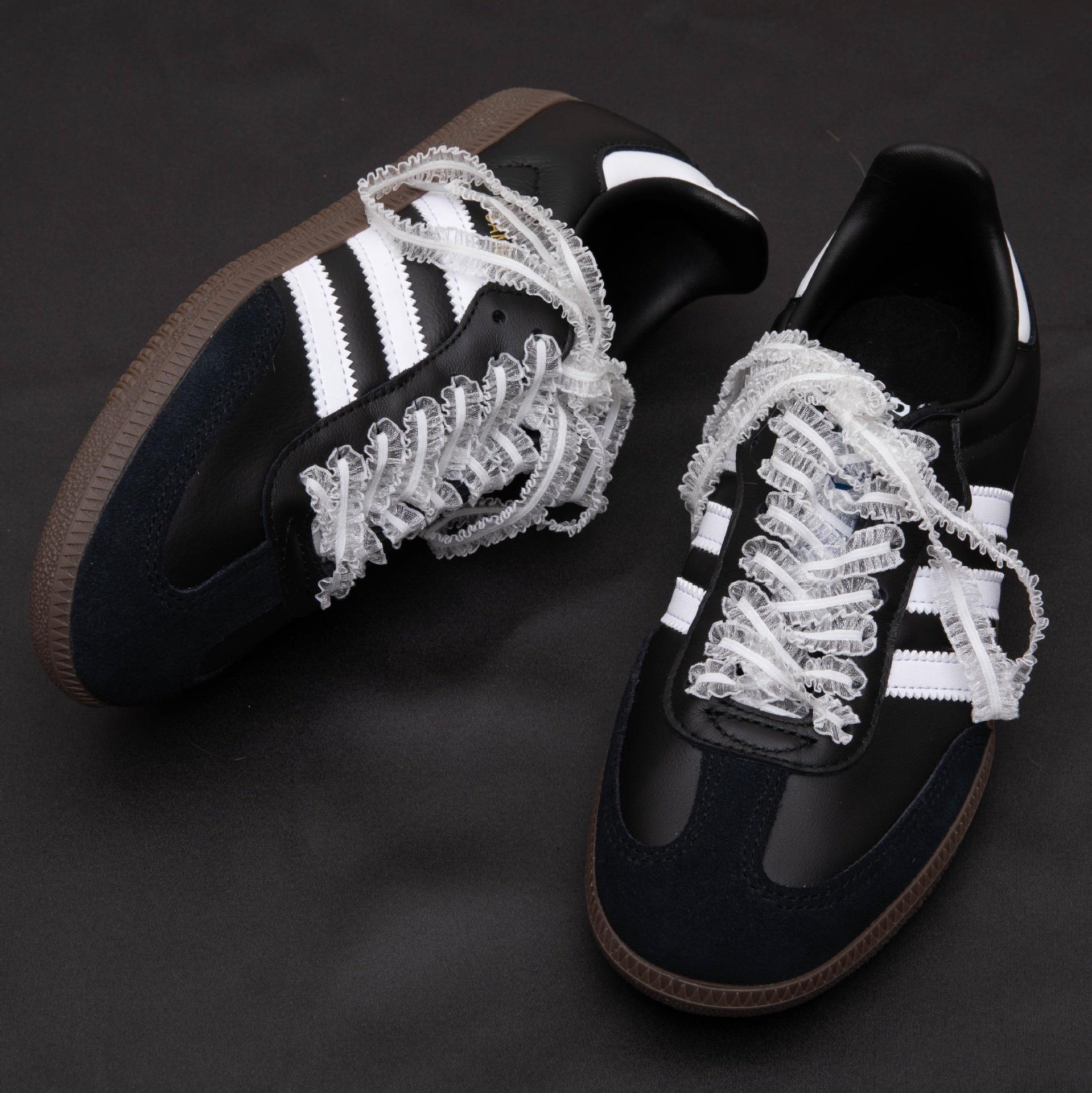 Lace Fungus Edge Shoe Laces Ballet Style Pearl Bow Shoes Accessories Flat Shoelaces Sneakers Width 1.2cm/3cm Length 80cm/120cm 80cm