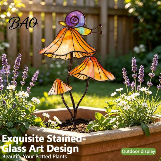 Colorful Yard Stakes Planter Insert Stake, Double-Sided, Flower Pot Decor Metal Garden Decorative Insect Animal Stake for Plant Pots Bed Decoration