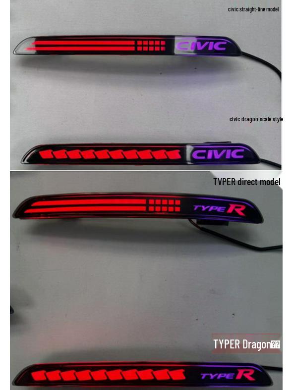 22-model Honda 11th Gen Civic Type R Dragon Scale Rear LED Sequential Turn Signal.