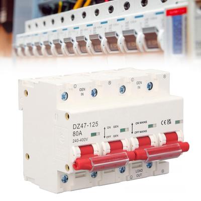 Interlock Miniature Circuit Breaker Dual Power Transfer Switch with Bus Bar 2P+2P AC 240‑400V 80A