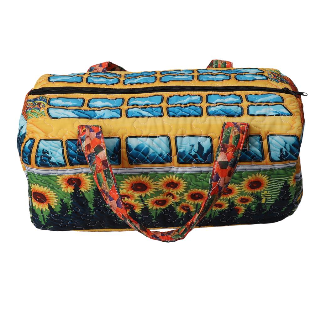 Journey Quilted Duffel Bag Boho Weekender Travel Bag Retro Floral Style for Picnics Camping Family Gatherings
