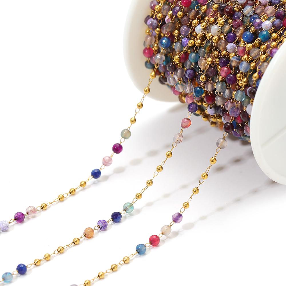 1 Meter Stainless Steel Beaded Triangle Glass Crystal Chains for DIY Jewelry Findings Necklace Bracelet Supplies Earrings Making