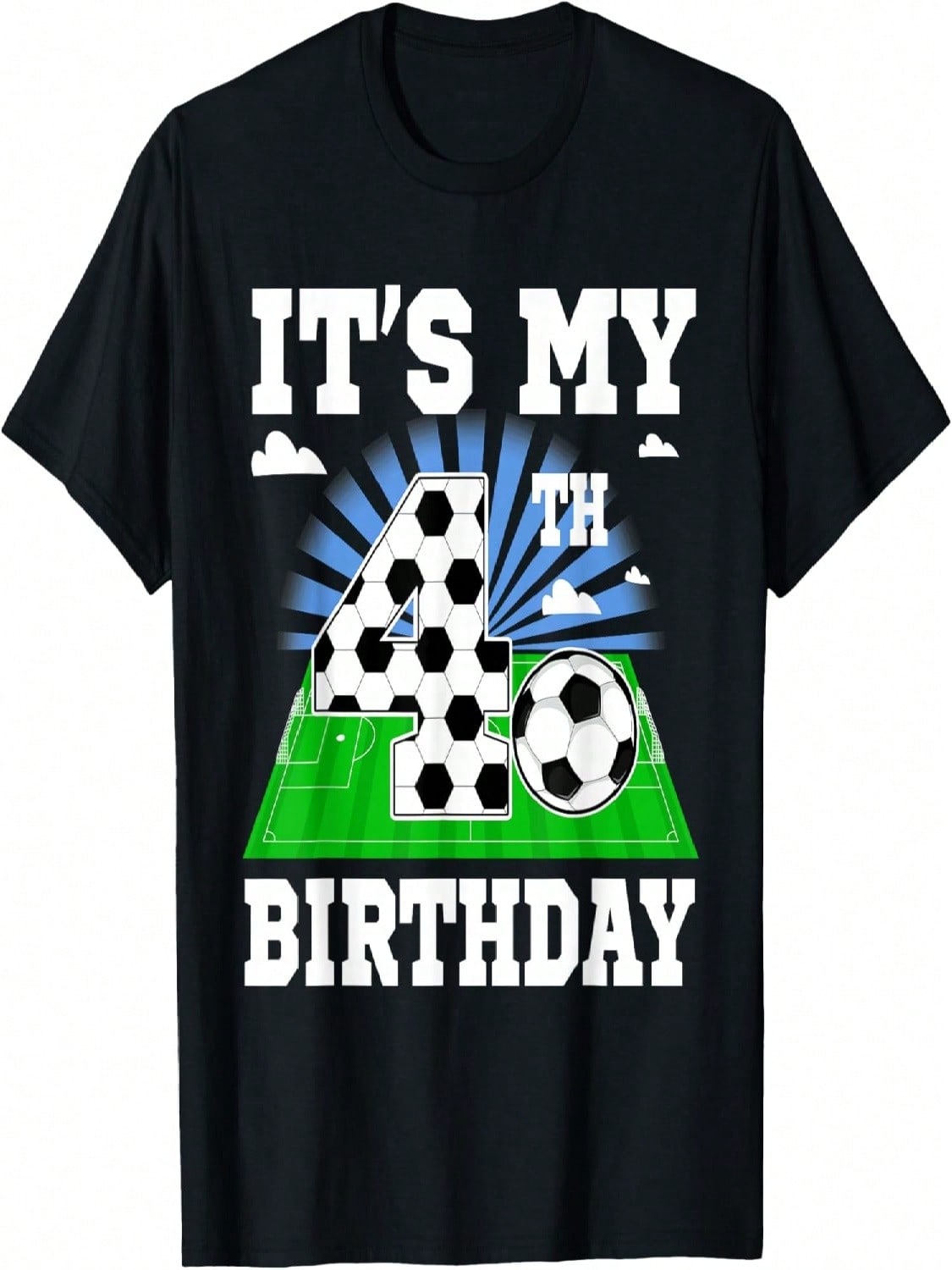 4 Year Old Boy It s My 4th Birthday Soccer Theme Party T-Shirt S