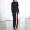High Neck Slit Long Dress - European & American Summer Fashion