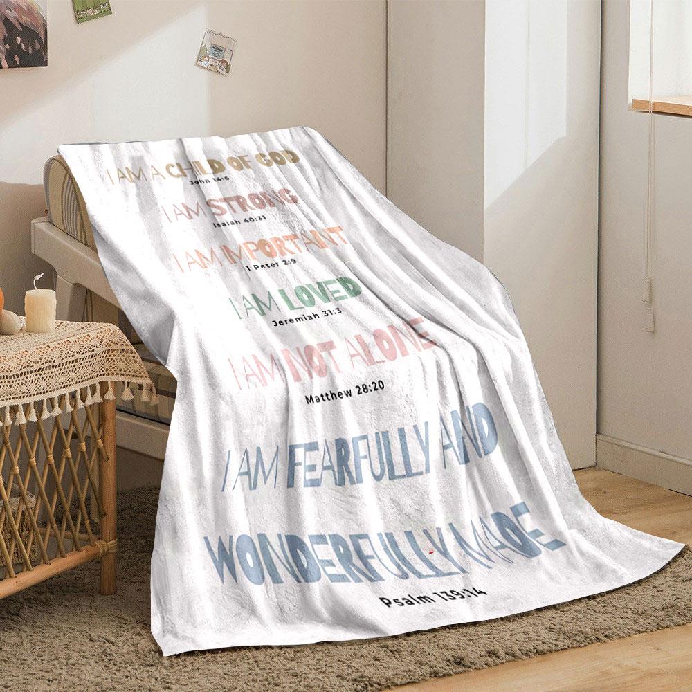 Affirmative Phrases Paired with Bible Verses In Varied Pastel Colors. for All Seasons Blanket Lunch Break Throw Gift