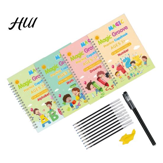 Arbeitsheft-Set zum Aufbau grundlegender Fähigkeiten bei Kindern Rillenschrift-Schreibheft Kinder Mathe Zeichen-Übungsbuch Handschrift Kinder- Und Malset Zahl
