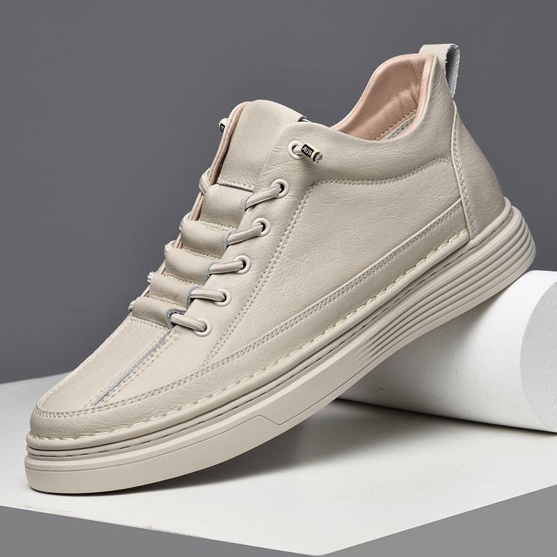 Men's Shoes 2025 Summer New Teenagers Daily Lace-up Free Platform Casual Shoes Retro Trend Mid-top Board Shoes Men