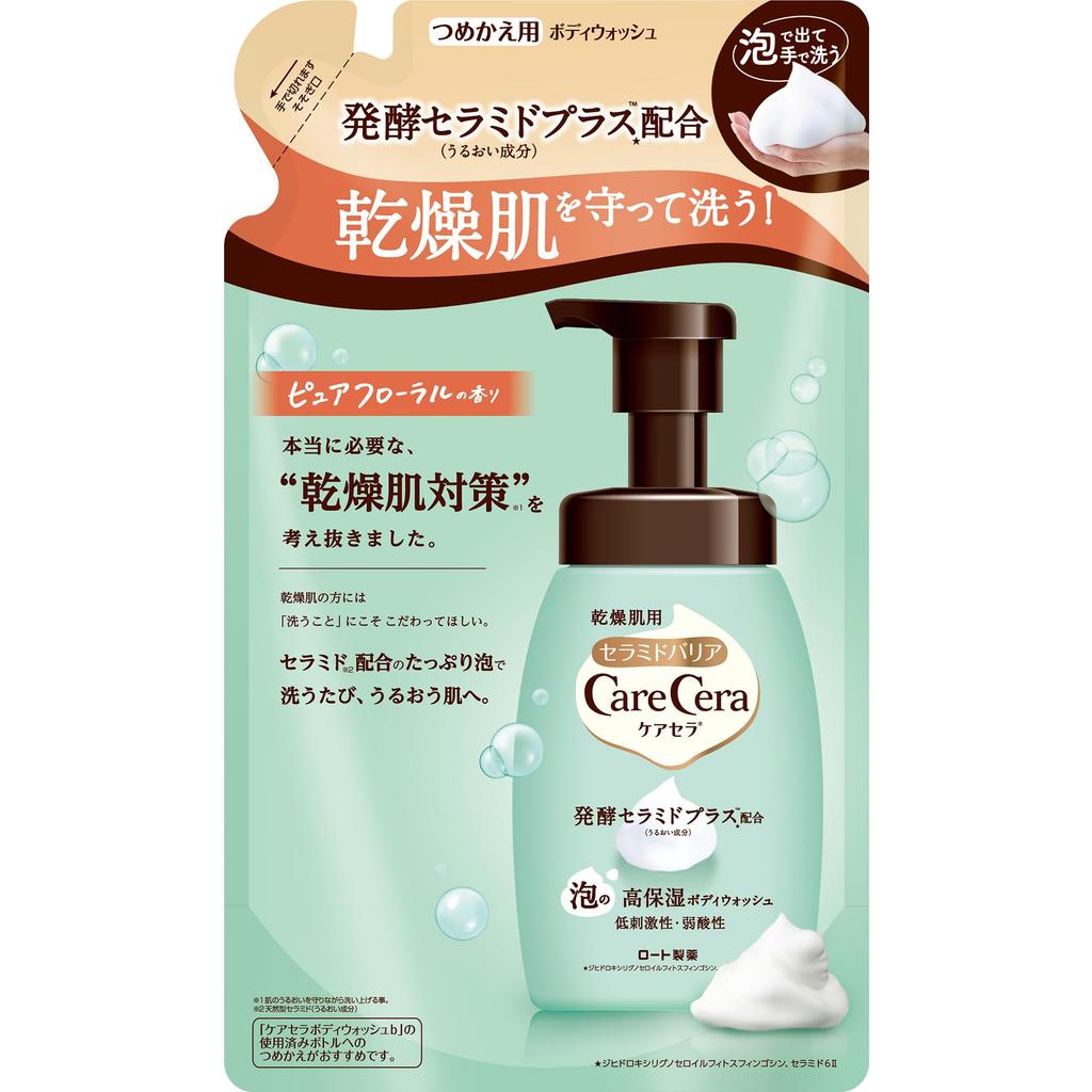 CareCera Foaming Moisturizing Body Wash Pure Floral 385ml Refill, Scent, (10% Extra)