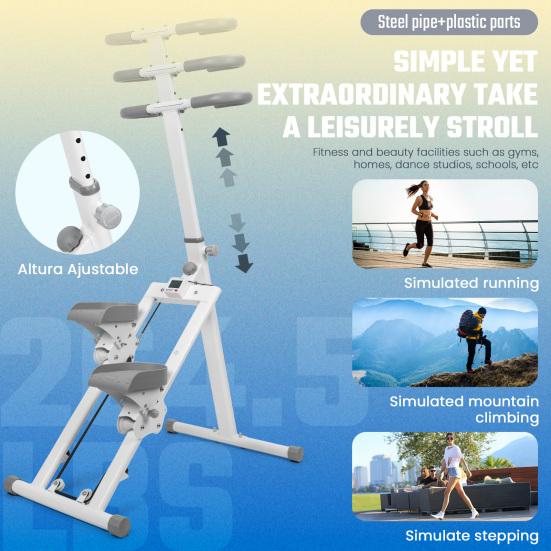 Stair Stepper pro domácnost, Vertikální lezecký stroj s nastavitelnými řídítky a pedály, Nosnost 265 liber