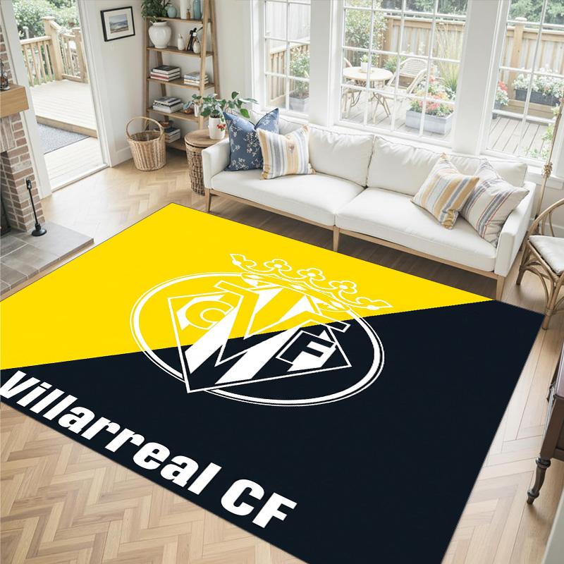 Villarreal FC Design Crystal Velvet Carpet Cozy Non?Slip Printed Rug For Bedroom Living Room Entrance